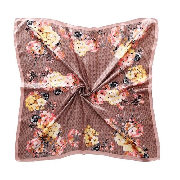 Floral & chain Silky Scarf main image 5